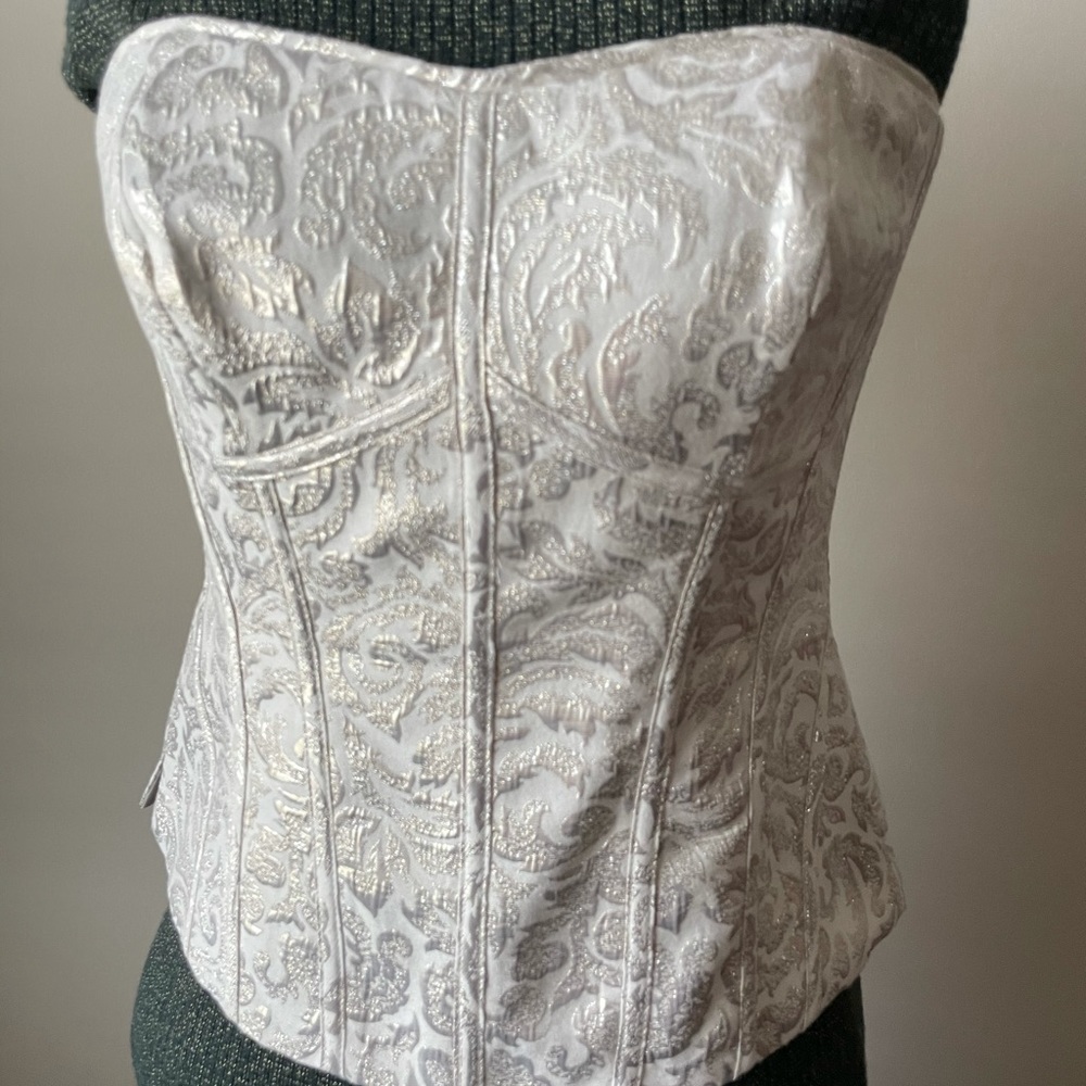 WHBM Cream & Gold scroll Design bustier